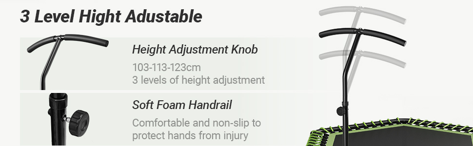 Міні-батут для дорослих, 101.6 см/121.9 см, для фітнесу та занять, Indoor/Outdoor, зелена поперечина 121.9 см