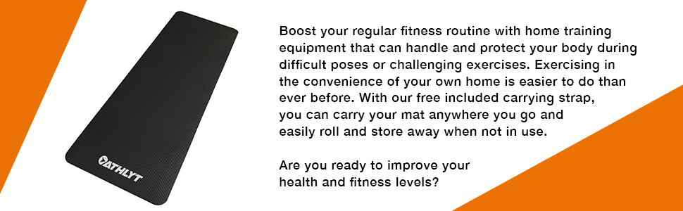 Фітнес килимок Athlyt, чорний, 183 x 60 см, для дому