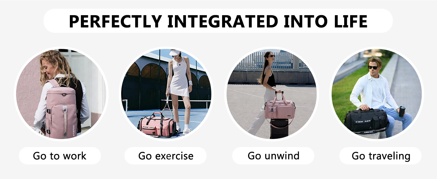 Спортивна сумка Flintronic 65L для тренувань та подорожей з відділенням для взуття та мокрих речей, функція рюкзака, рожева