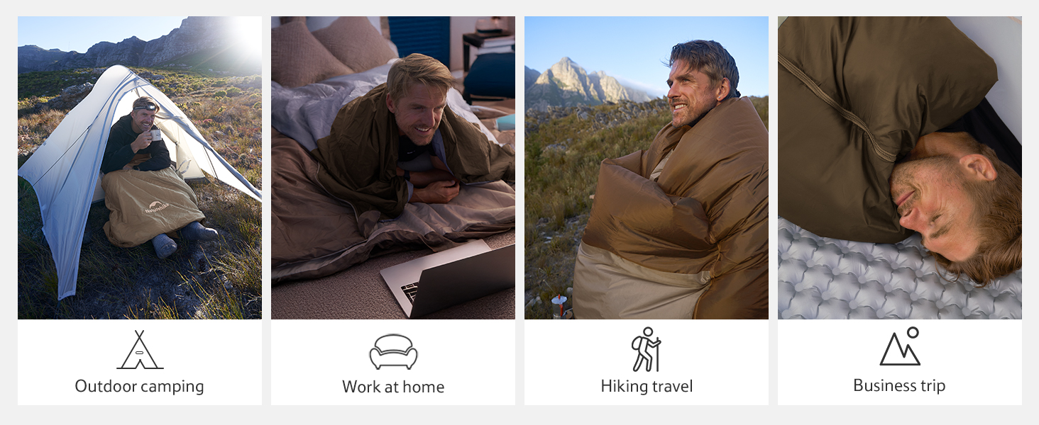 Спальний мішок Naturehike Ultraleicht: ультралегкий, 680/760г, для 3 сезонів, 190x75/205x85 см, для походів, рюкзаків, кемпінгу, 15°C, темно-коричневий/світло-коричневий-XL