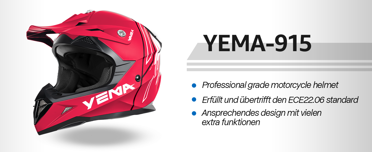 Мотошолом повнолицевий Yema YM-915 для даунхілу, ендуро, квадроциклів, MTB, BMX, сертифікат ECE, для дорослих, унісекс, розмір S, QR