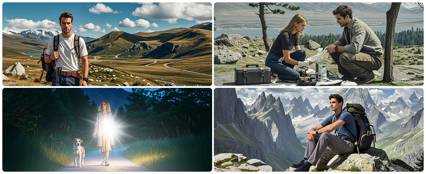 Ліхтар Jayxinli 500000 Люмен, акумуляторний, надпотужний, з регулюванням фокусу, 3 режими, тактичний, для кемпінгу, надзвичайних ситуацій та повсякденного використання, чорний