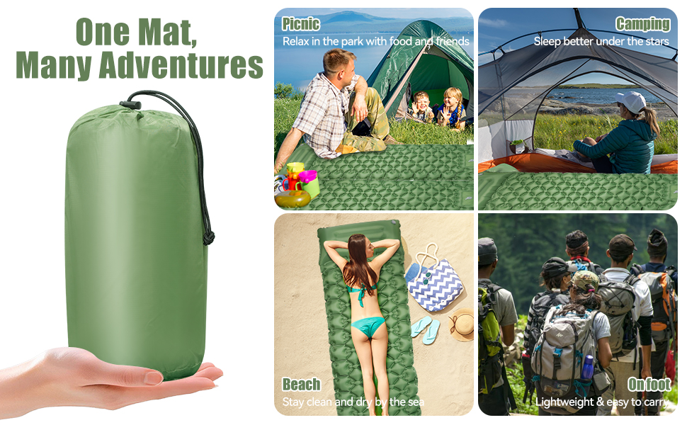 Isomatte самонадувна туристична, килимок для кемпінгу Ultraleicht з помпою та подушкою, водонепроникний, для відпочинку на природі