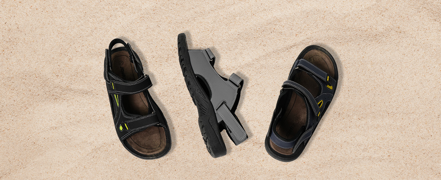 Чоловічі сандалі JOMIX для активного відпочинку на липучках: пляж, гори, подорожі - 44 EU, чорні