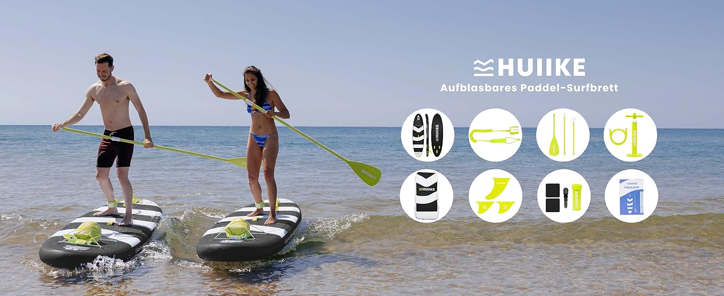 Надувна SUP-дошка HUIIKE з преміум аксесуарами, стійка дошка для сапбордингу, комплект для веслування стоячи