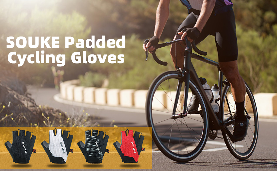 Велосипедні рукавички Souke без пальців, з підкладкою, для гірського велосипеда, антиковзаючі, дихаючі, з відбиваючими елементами, для чоловіків та жінок