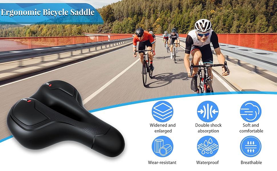 Гелевий велосипедний сідло для чоловіків та жінок, ергономічний, комфортний, з водонепроникним покриттям, для MTB, шосе, City велосипедів