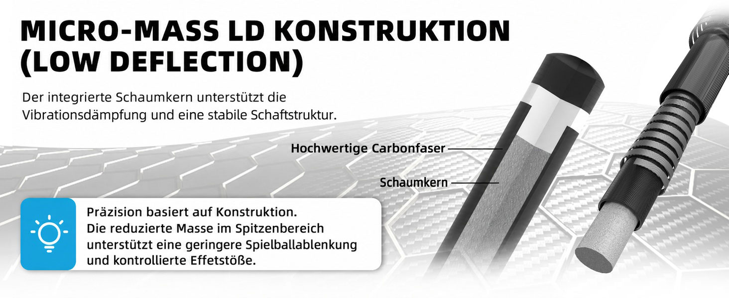 Карбоновий шафт для більярдного кия KONLLEN BlackShaft Radial 11.5 мм, Low Deflection, Pro-Taper, поміранчева накладка, з'єднання 3/8×8 або Uni-Loc, 74 см