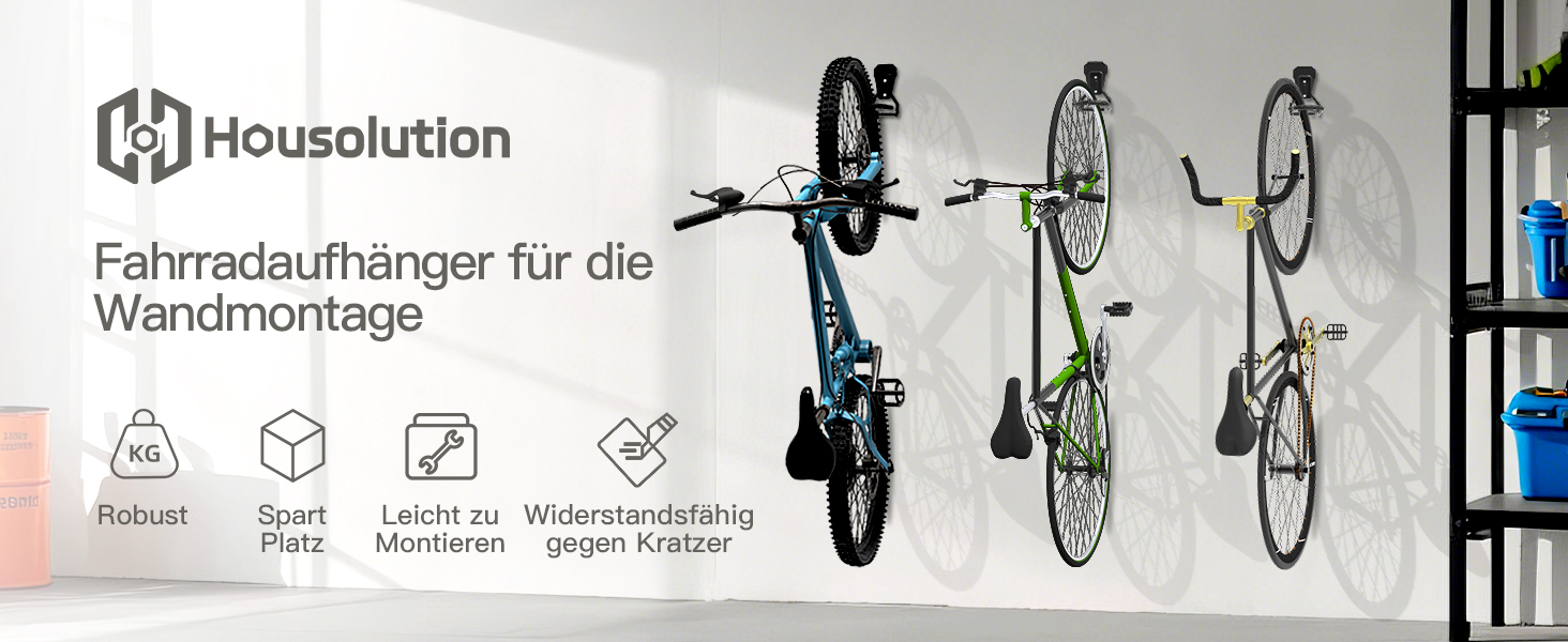 Настінна підставка для велосипеда Housolution, 2 шт. - Економія простору, вертикальне зберігання, з EVA гумою, чорний