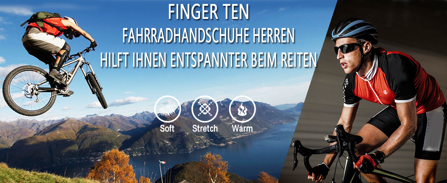 Рукавички для велосипеда FINGER TEN для чоловіків, MTB, гелеві, протиковзкі, для катання, Downhill, хайкінгу, унісекс, сині, напівпальцеві