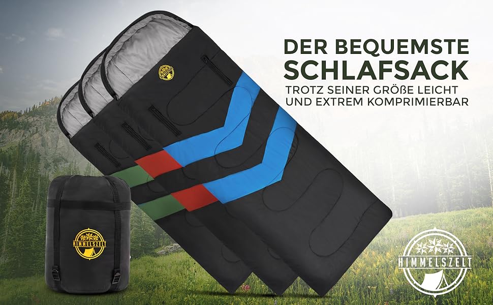 Спальний мішок HIMMELSZELT 4 сезони -5°C до +10°C, 220x85см, водонепроникний, DRYSHIELD, для кемпінгу, туризму, риболовлі, чорно-синій