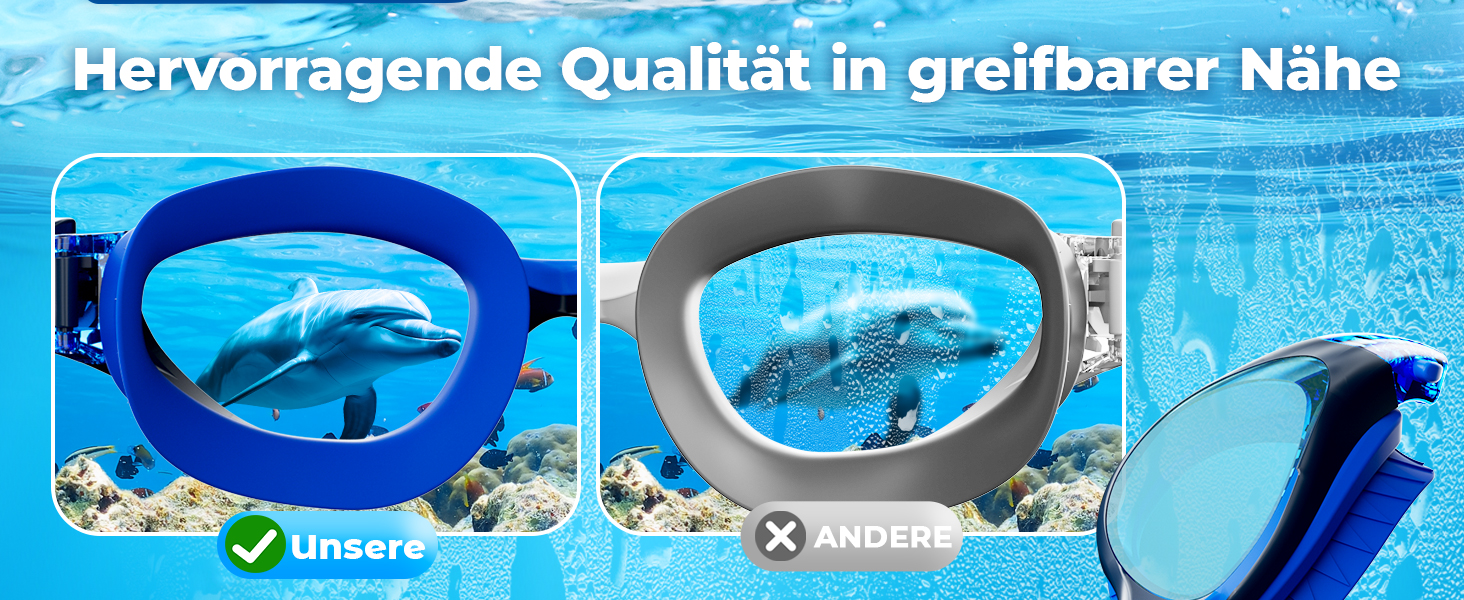 Дитячі окуляри для плавання Schwimmbrille: захист від УФ-променів та запобігання запотіванню, водонепроникні, для хлопчиків та дівчаток 6-14 років, сині + темно-сині