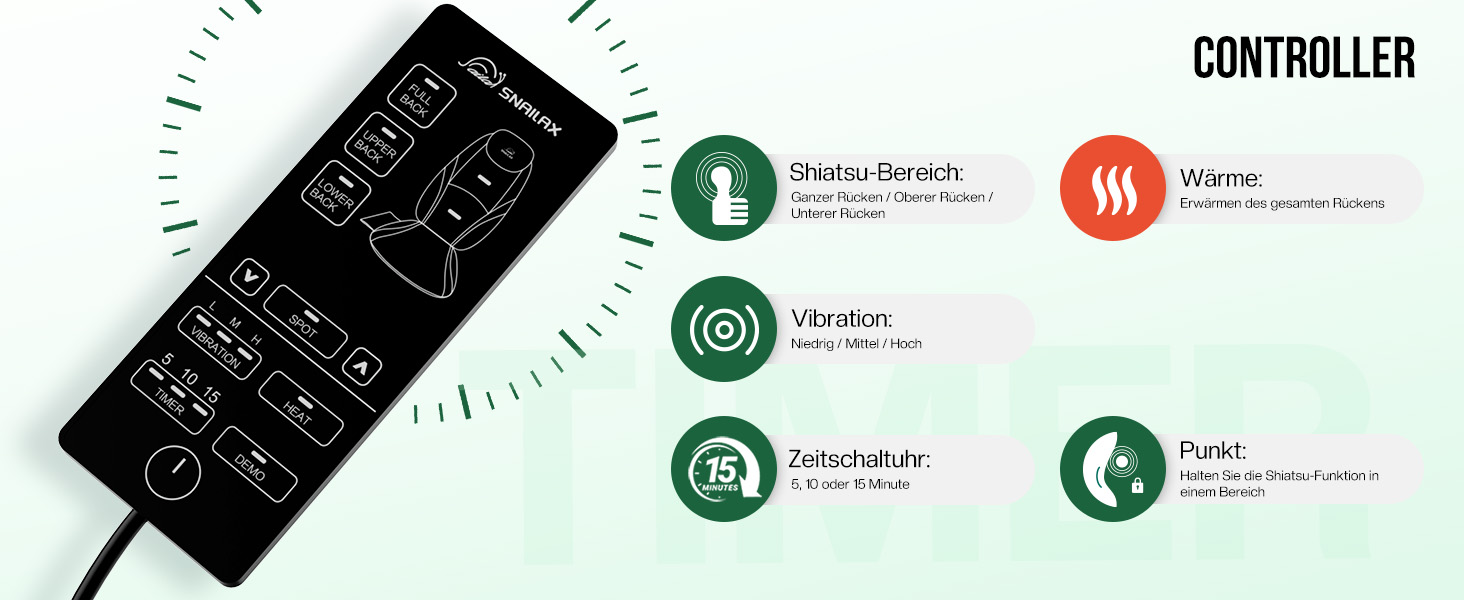 Масажне сидіння Snailax з функцією шиацу для шиї та плечей, масажер спини з підігрівом та вібрацією, крісло-масажер, подарунок для чоловіків та жінок