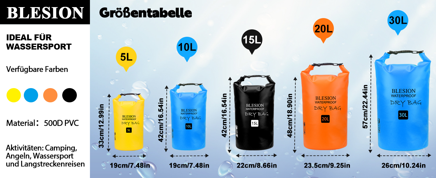 Водонепроникний мішок-рюкзак Dry Bag 5L/10L/15L/20L/30L з регульованим плечовим ременем, для каякінгу, риболовлі, плавання, піших прогулянок та подорожей, чорний (10L)