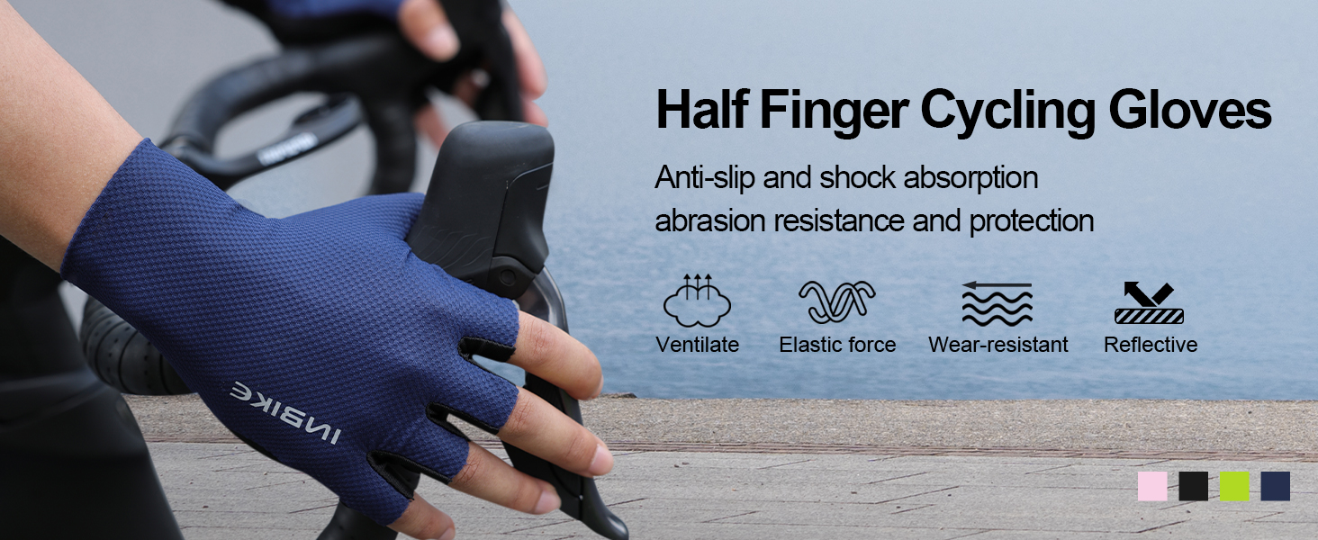Велосипедні рукавички INBIKE для чоловіків Habfinger, літні, ударостійкі, дихаючі, світловідбиваючі, IHC220, Зелені (XXL, Синій)