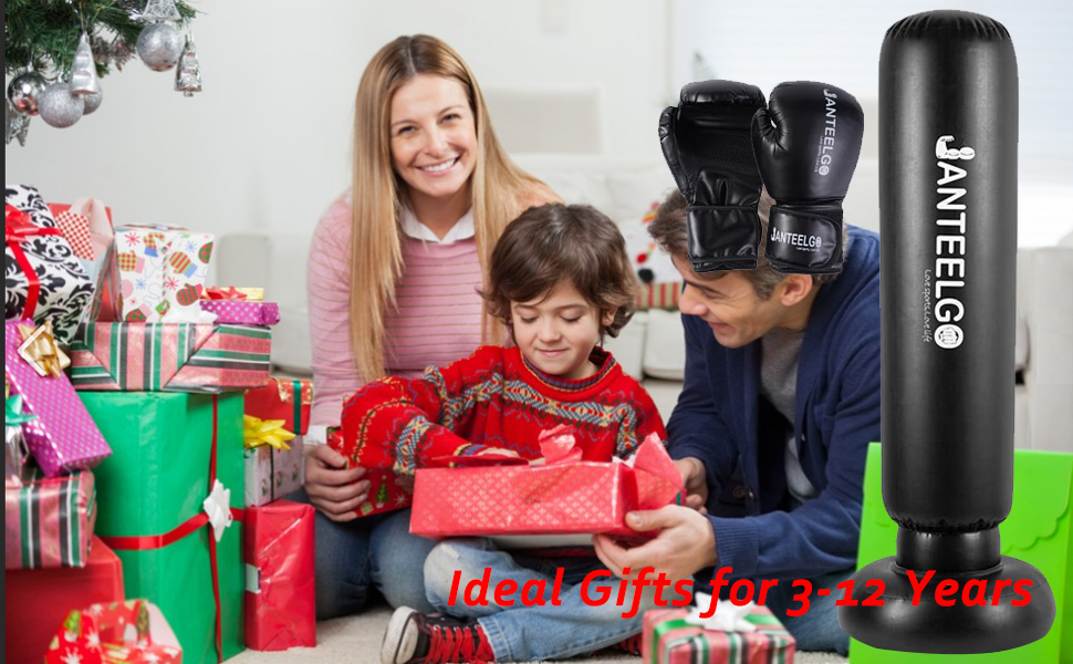 Надувний боксерський мішок для дітей JanTeelGO 150 см з боксерськими рукавичками. Підходить для карате, Taekwondo, MMA. Ідеальний подарунок для хлопчиків та дівчаток 3-12 років