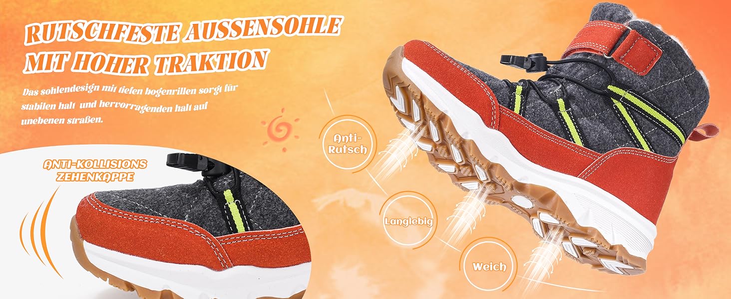 Зимові черевики Visionreast для дівчаток та хлопчиків. Теплі зимові черевики з ворсовим утеплювачем, водонепроникні, для туризму та активного відпочинку. Чорні, розмір 40 EU.