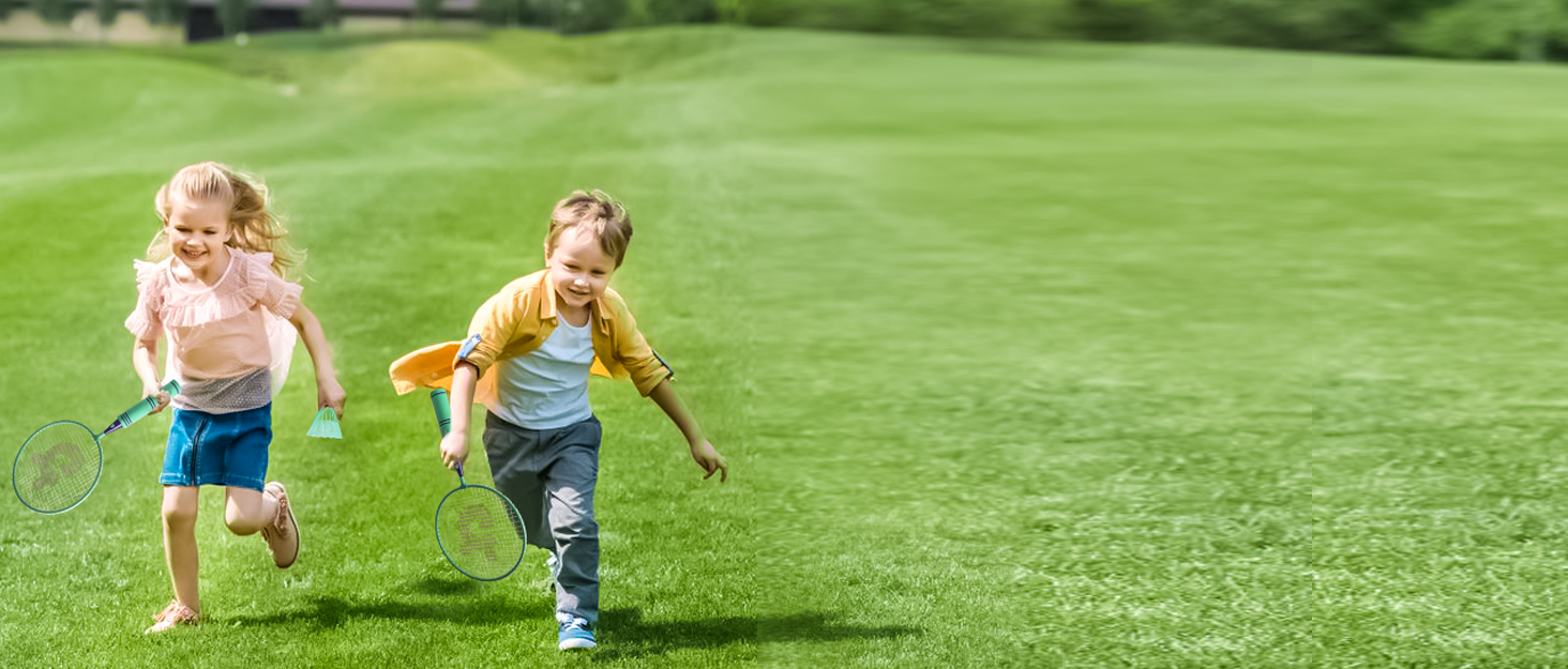 Набір для бадмінтона QKTYB для дітей від 4 до 8 років, легкий сплав, для початківців, з сумкою, зелений