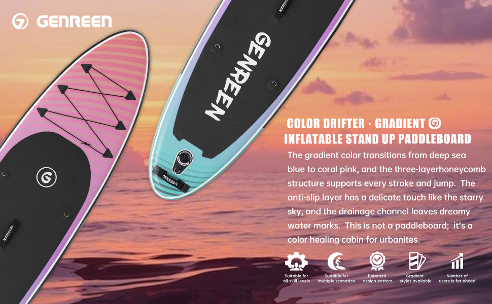 Надувне SUP-борд Extra Groß для всіх рівнів підготовки, 335x86 см, з аксесуарами, камера, 3 фіни