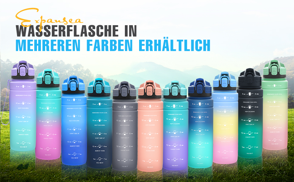 Спортивна пляшка для води Tritan 1L/500ml/700ml/1500ml, BPA-free, з маркуванням часу, витокозахисна, для фітнесу, велосипеду, відпочинку, йоги, спортзалу, школи, 1000ml, темно-зелений, темно-синій