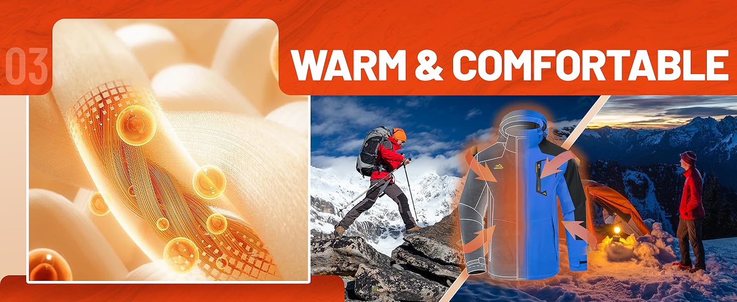 TACVASEN чоловіча зимова водонепроникна вітрозахисна куртка з флісовою підкладкою, теплий сноубордний/гірськолижний костюм з капюшоном, сірий XL