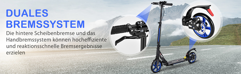 COSTWAY Розкладний електросамокат з дзвіночком та підніжкою, регульована висота керма, для дітей та дорослих (блакитний)