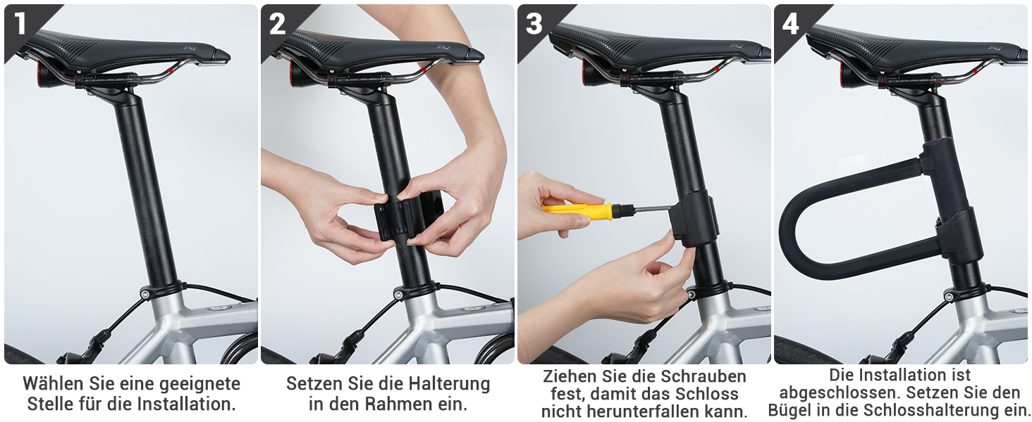 Замок для велосипеда Sportneer – міцний будівельний замок 17 мм з кабелем 1.5 м (для шосе, MTB, електровелосипеда, складаного велосипеда)