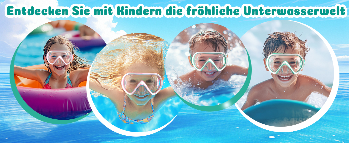 Дитячі маски для снорклінгу COOLOO з панорамним оглядом 180° HD, антизапар, анти-тік, для дітей 4-16 років (рожевий)