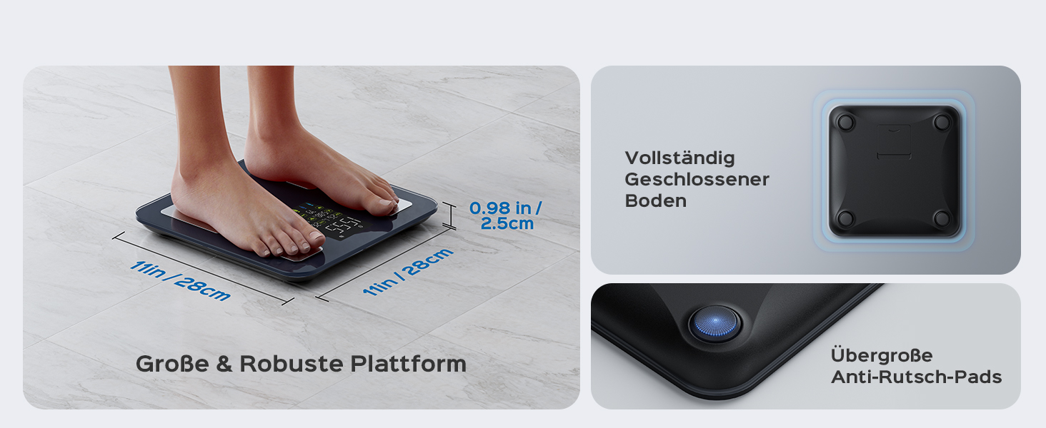 Ваги підлогові цифрові 8-в-1 Bluetooth Personenwaage: аналіз тіла, BMI, відсоток жиру, пульс, iOS/Android, до 180 кг