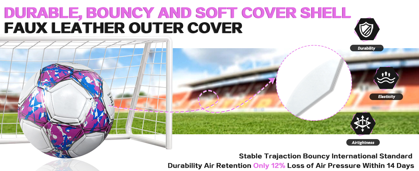 Дитячий футбольний м'яч розмір 5, рожевий, з насосом, сіткою та сумкою. Стандартний тренувальний м'яч з шкіри для дітей.