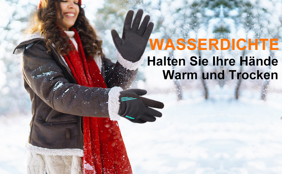 Чоловічі зимові рукавички GINTRON з екраном, термо рукавички, велосипедні рукавички, водонепроникні, вітрозахисні, для бігу, чорні