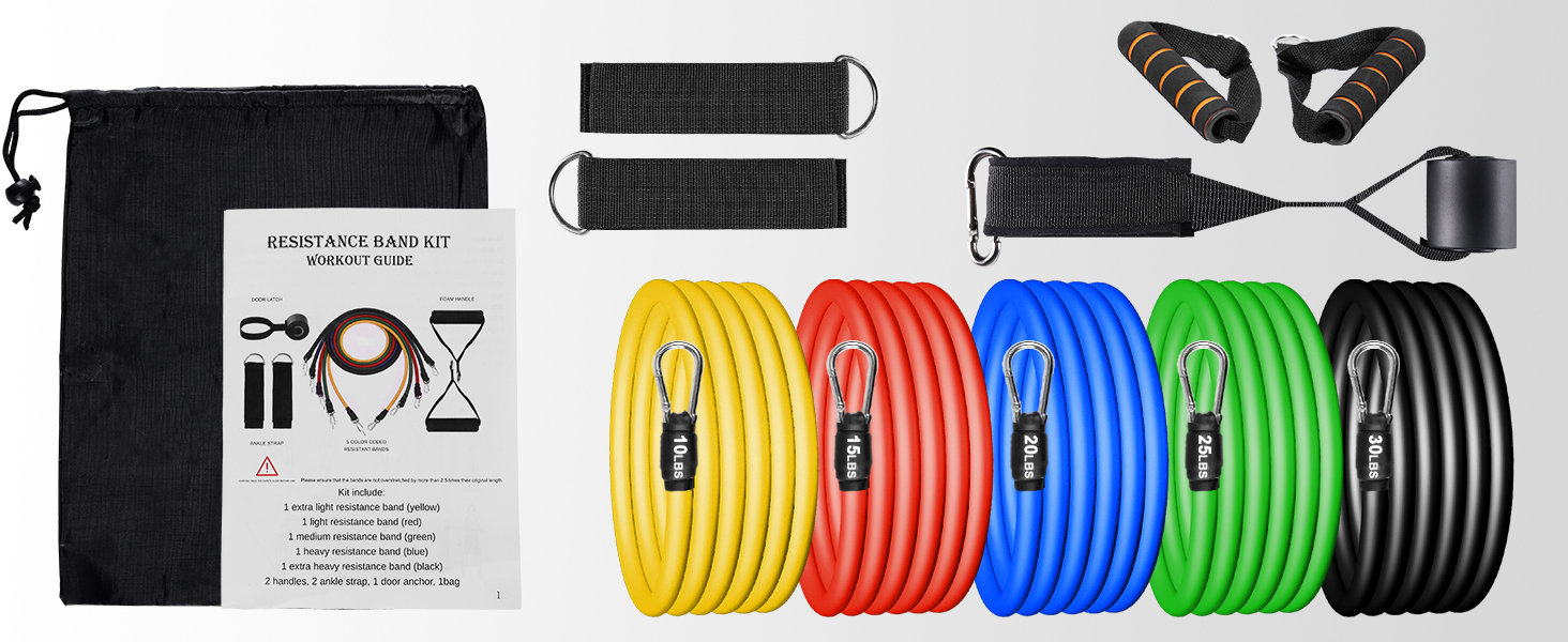 Набір еластичних стрічок для фітнесу AGM X1294 з ручками, для силових тренувань вдома