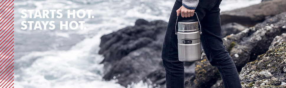 Термос STAINLESS KING з нержавіючої сталі, 0,47 л, чорний матовий, з ложкою, BPA-free