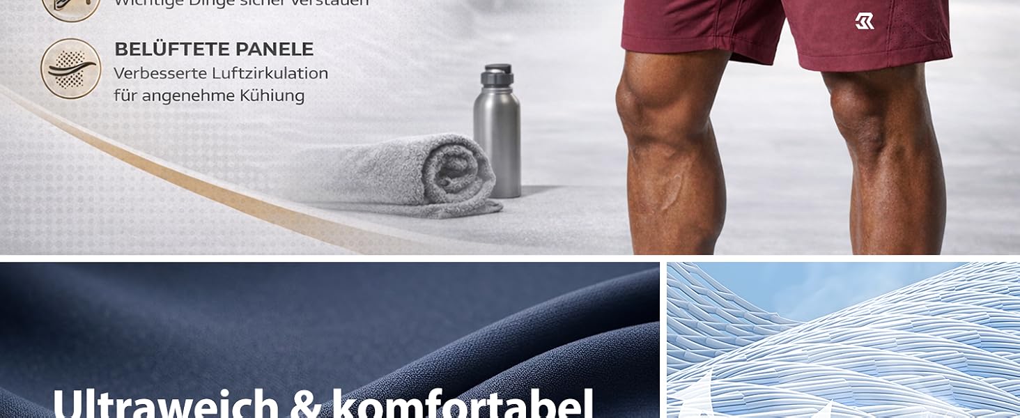 Спортивні чоловічі шорти Rane Sports з кишенями на блискавці, дихаючі шорти для бігу, фітнесу та активного відпочинку, розмір L, колір камель