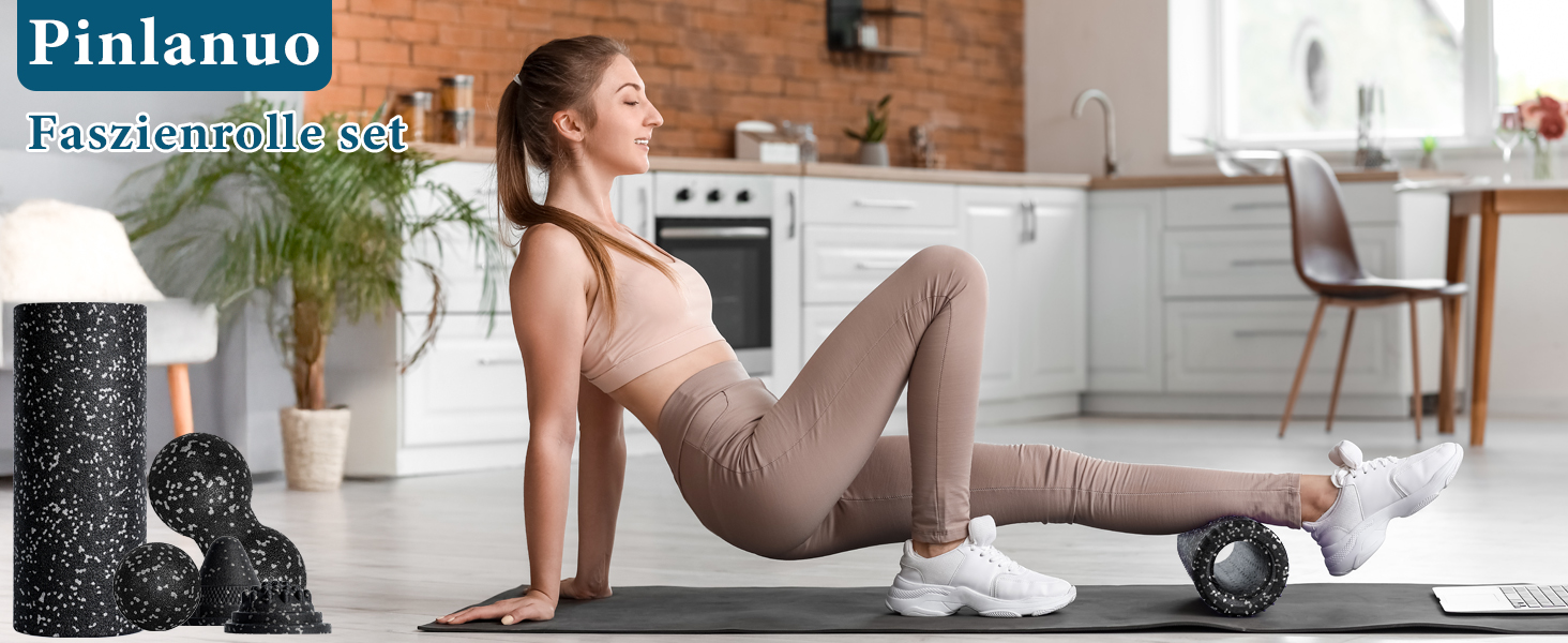 Ролик для фасції Blackroll: комплект для масажу та розслаблення м'язів (з м'ячиком)