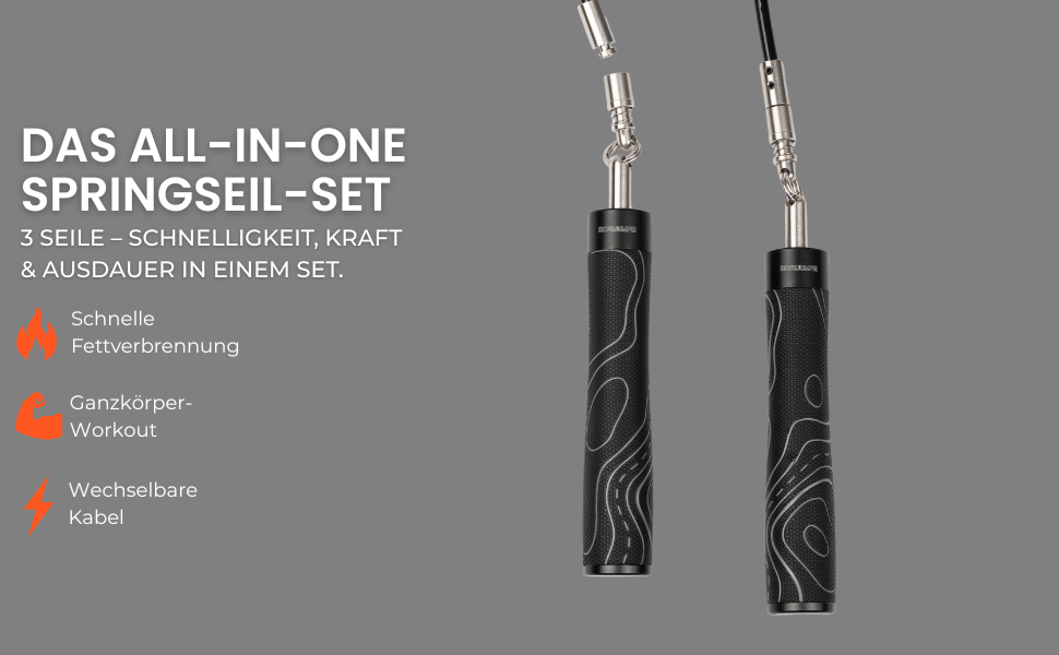 Скакалка з вагою – регульований комплект для HIIT, силових тренувань та спалювання жиру – включає 3 змінні троси та сумку для зберігання