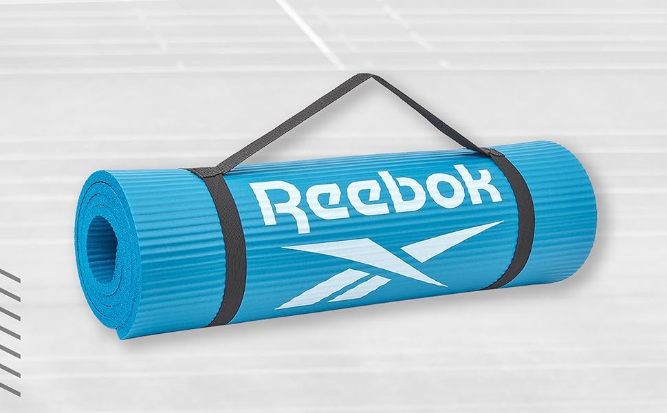 Килимок Reebok - не ковзає, 10 мм, синій, для фітнесу та тренувань