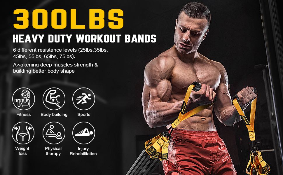 Еластичні гумки для фітнесу: комплект для силових тренувань, йоги, дому. Максимальне навантаження до 300/360lbs