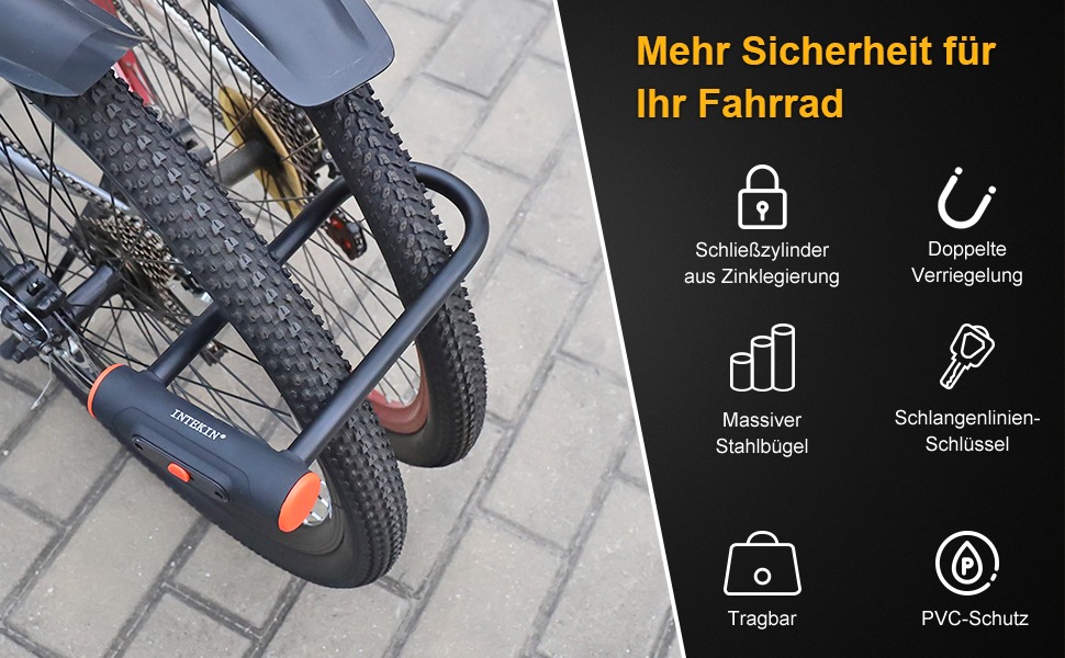 Замок для велосипеда U-подібний з кріпленням, 16 мм, 3 ключі, висока безпека, міцний, для мотоцикла, електровелосипеда, гірського велосипеда, скутера, внутрішні розміри 24,3 x 8,9 см