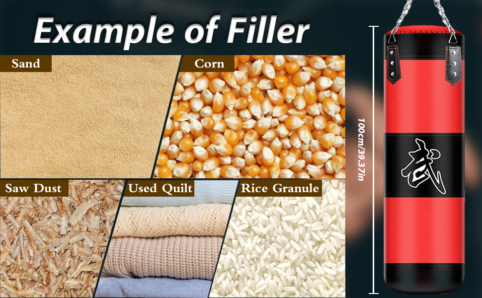 Боксерський мішок для підвішування (без наповнення) для MMA, Муай Тай, кікбоксингу. Комплект з міцною сталевою ланцюгом та чорним боксерським мішком + боксерські рукавички