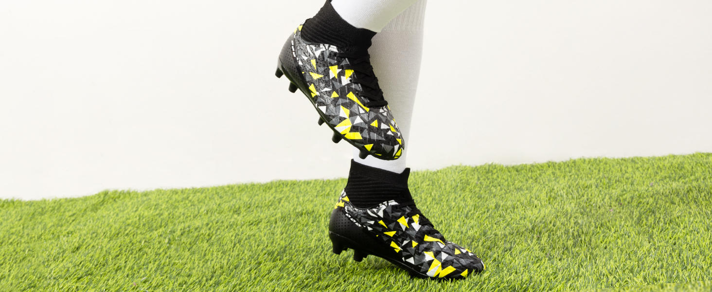 Футбольні бутси DREAM PAIRS для дітей (хлопців та дівчат) з шипами, для тренувань та гри на відкритому повітрі. Професійні дитячі футбольні бутси, розмір 38.5 EU, чорний/неоновий зелений