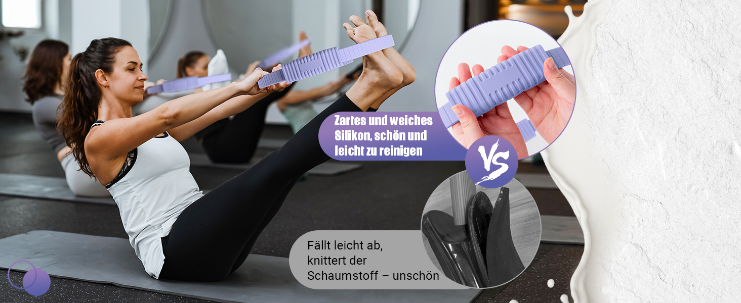 Набір для пілатесу: кільце, стрічки, міні-м'яч, постер та сумка. Набір для тренування корпусу для жінок (фіолетовий)