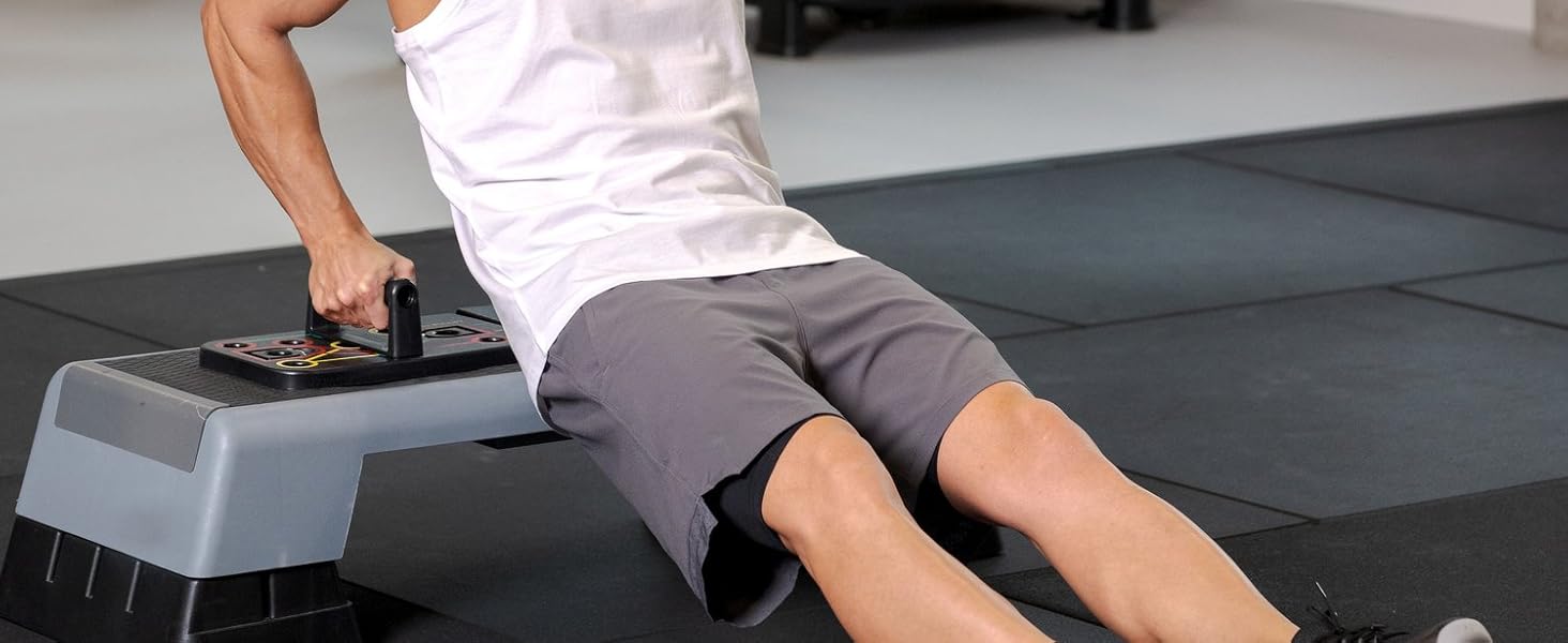 Gymtek Складане дошка для віджимань - дошка для віджимань з ручками для віджимань для тренування всього тіла & Ефективні віджимання - багатофункціональна дошка для віджимань - фітнес-обладнання для дому з еспандером