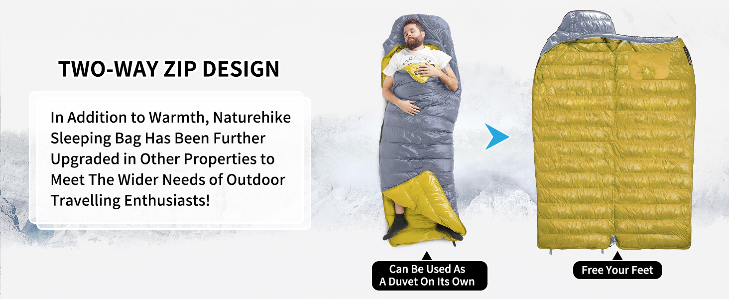 Спальний мішок Naturehike 750FP, 4 сезони, теплий зимовий, ультралегкий, для кемпінгу (CW700/Сірий/L)