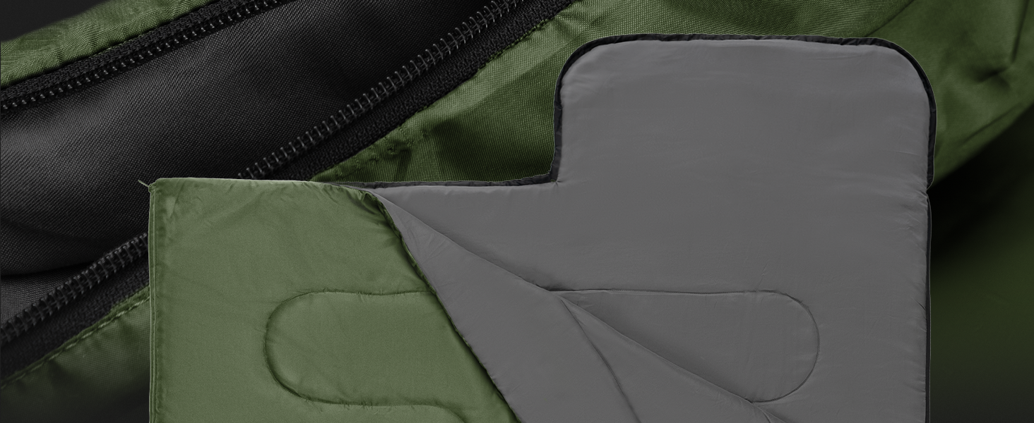 Спальний мішок для кемпінгу з капюшоном до -3°C з подушкою - зимовий та літній спальний мішок на 3-4 сезони (75 x 220 см) - для жінок та чоловіків (теплий) Зелений 280GSM