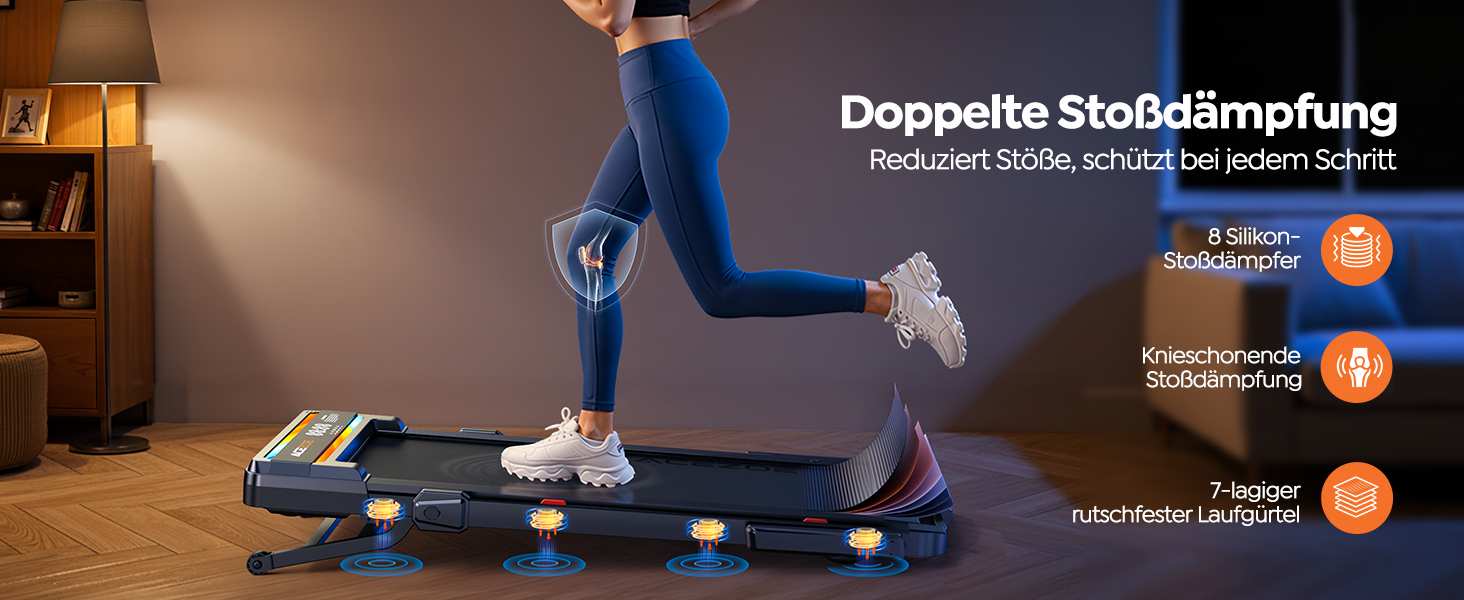 Бігова доріжка для дому Laufband з нахилом 0-15%, 3.0HP, складна, з динаміками, до 136 кг, розмір 137x72x13 см