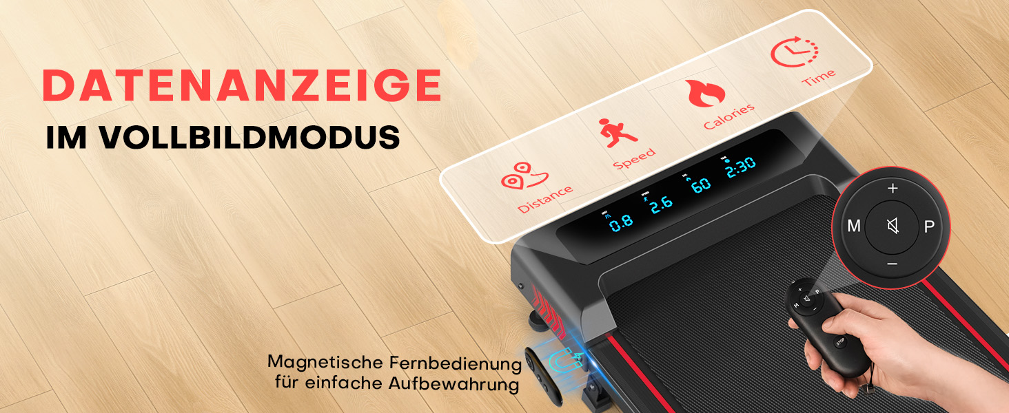 Бігова доріжка Walking Pad для дому з нахилом 9%, потужність 2.5HP, швидкість 1-10 км/год, LED-дисплей, 12 програм, до 150 кг (Чорно-червона)