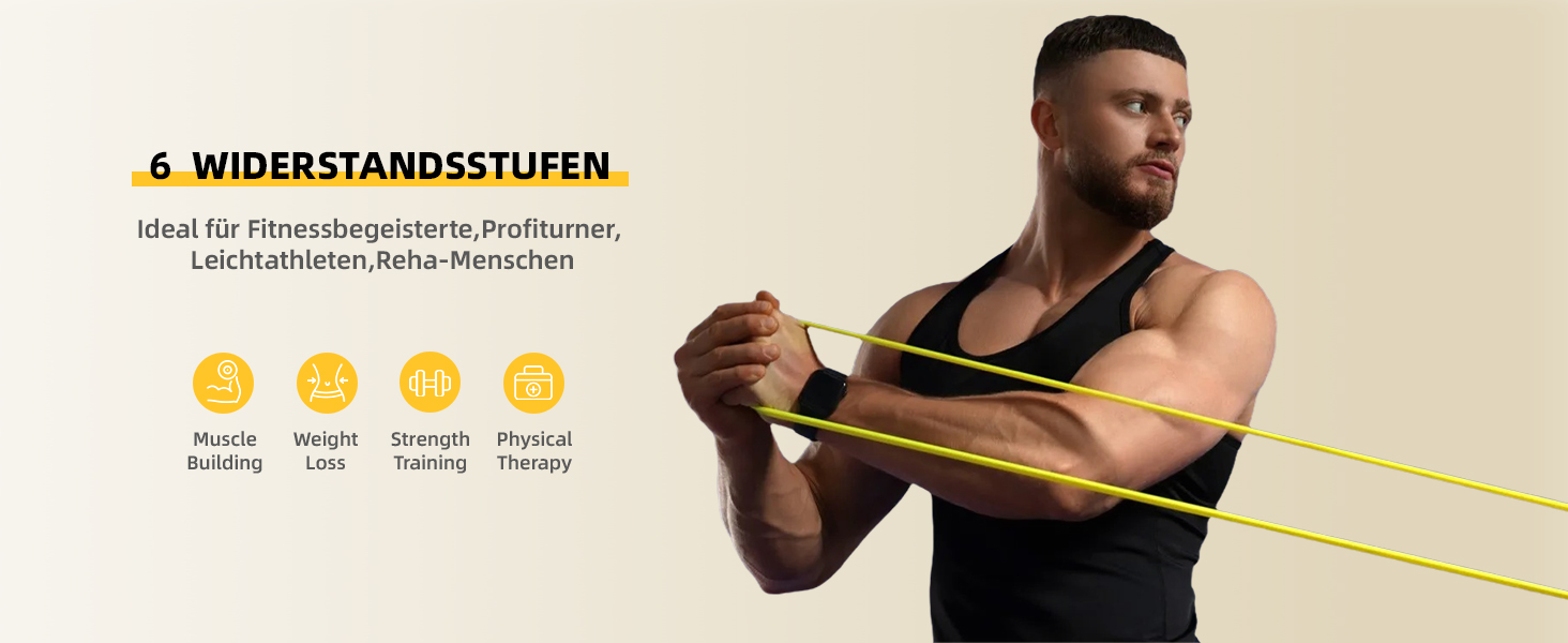 Еластичні гумки для фітнесу, тренувань та розтяжки, 6 шт. (синій, зелений, фіолетовий, жовтий, помаранчевий, чорний)