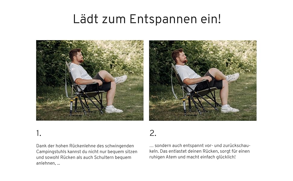 Крісло для кемпінгу CAMPWERK зі спинкою, розкладне, з підстаканником, легке в збиранні, преміум-якість