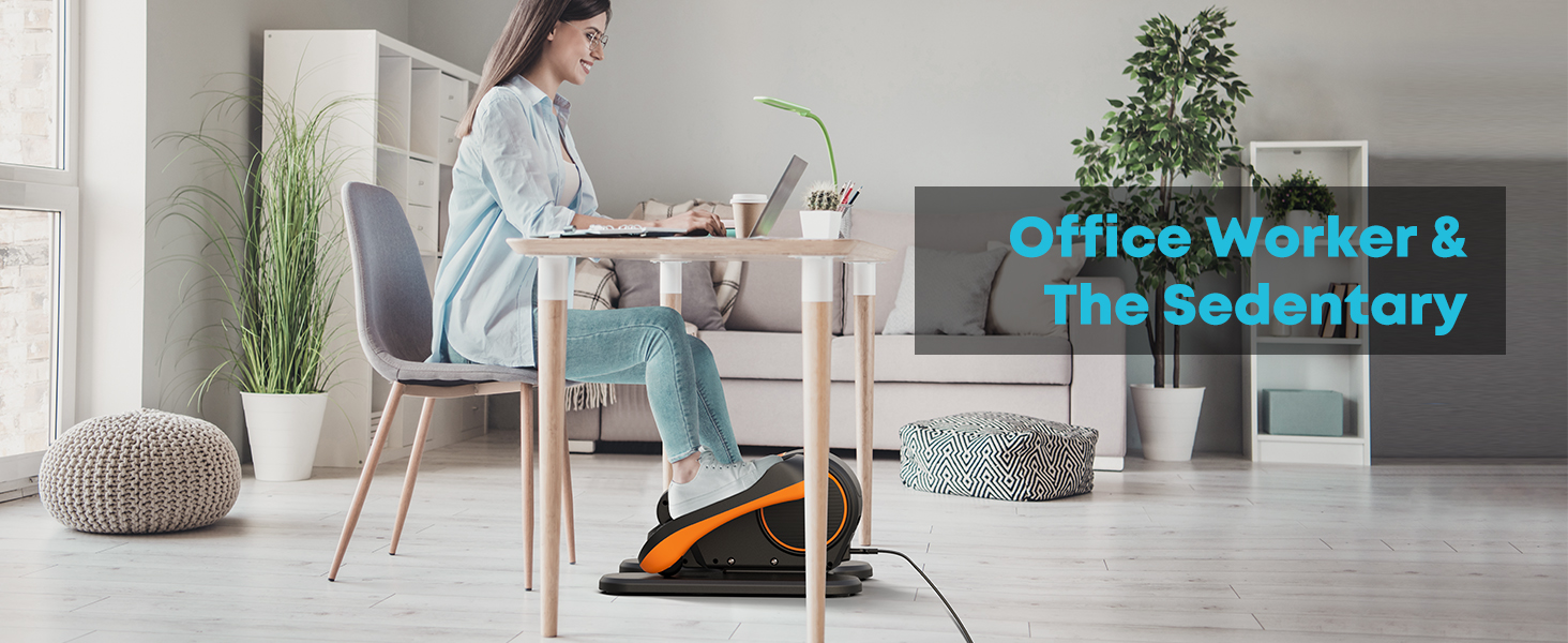 Еліптичний тренажер Gonex під стіл для літніх людей, електричний, з пультом керування, 16 рівнів швидкості, ручний та автоматичний режими (Помаранчевий)